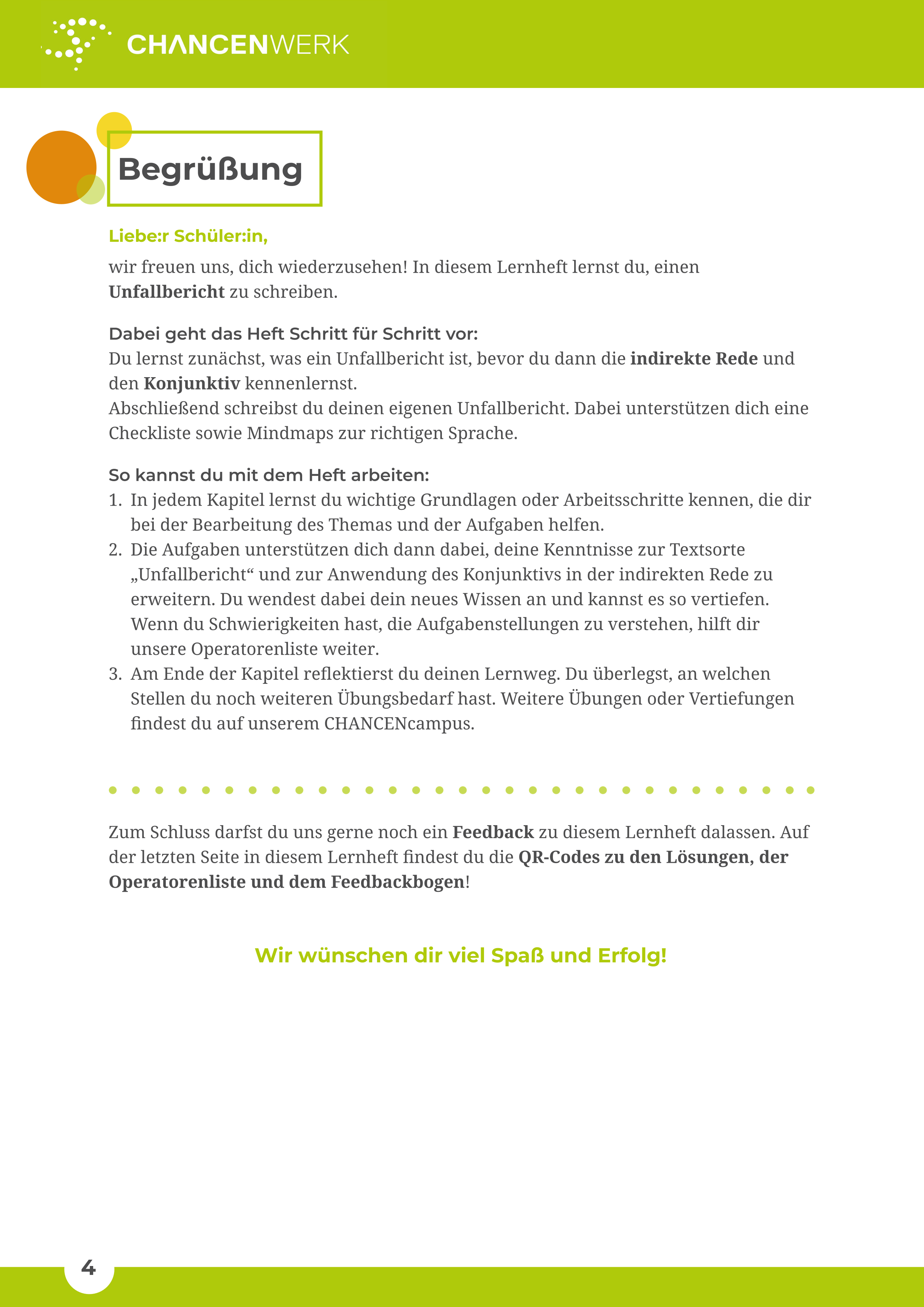 Einen Unfallbericht schreiben. Den Konjunktiv und die indirekte Rede anwenden