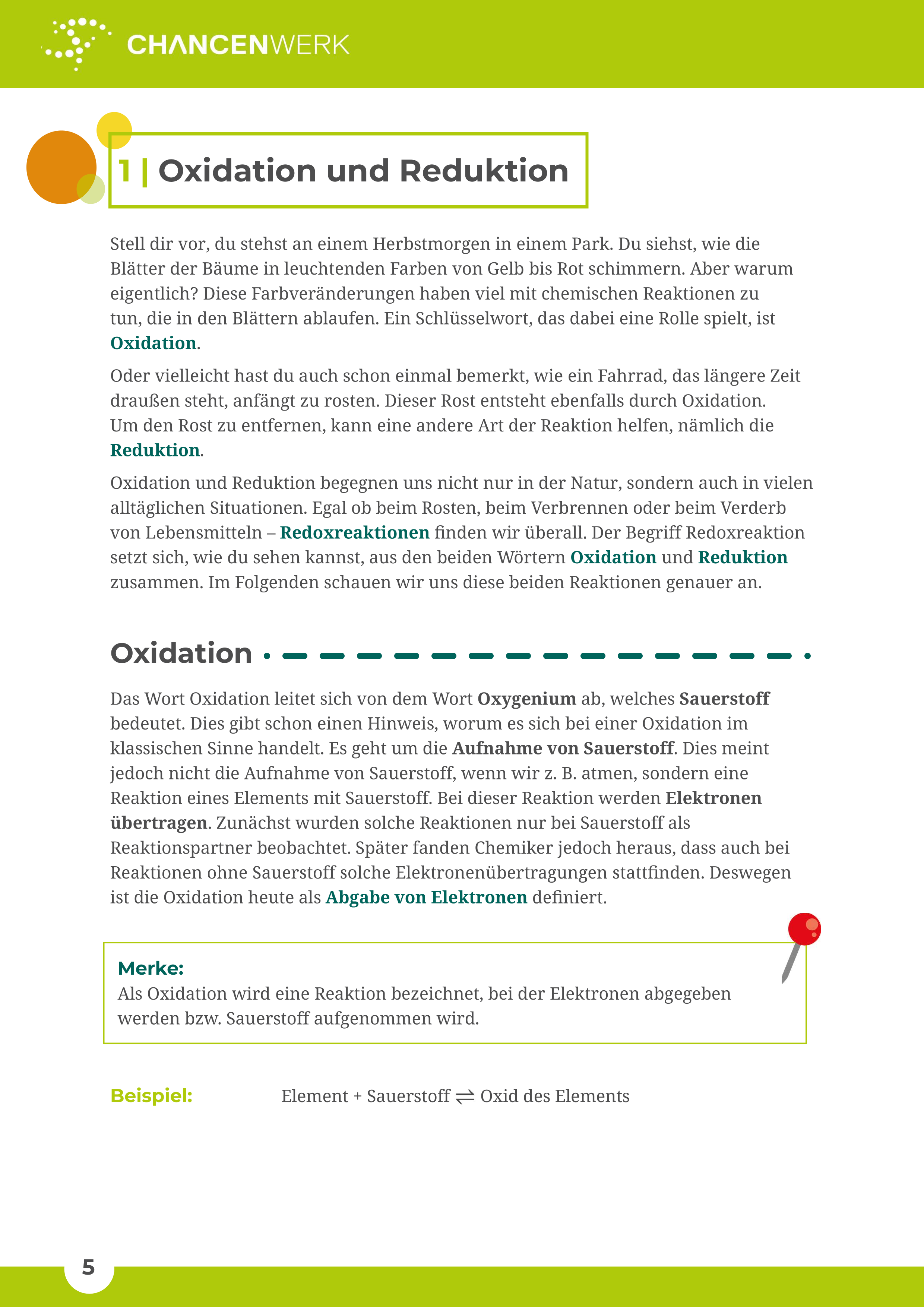 Einblick in Oxidation und Reduktion